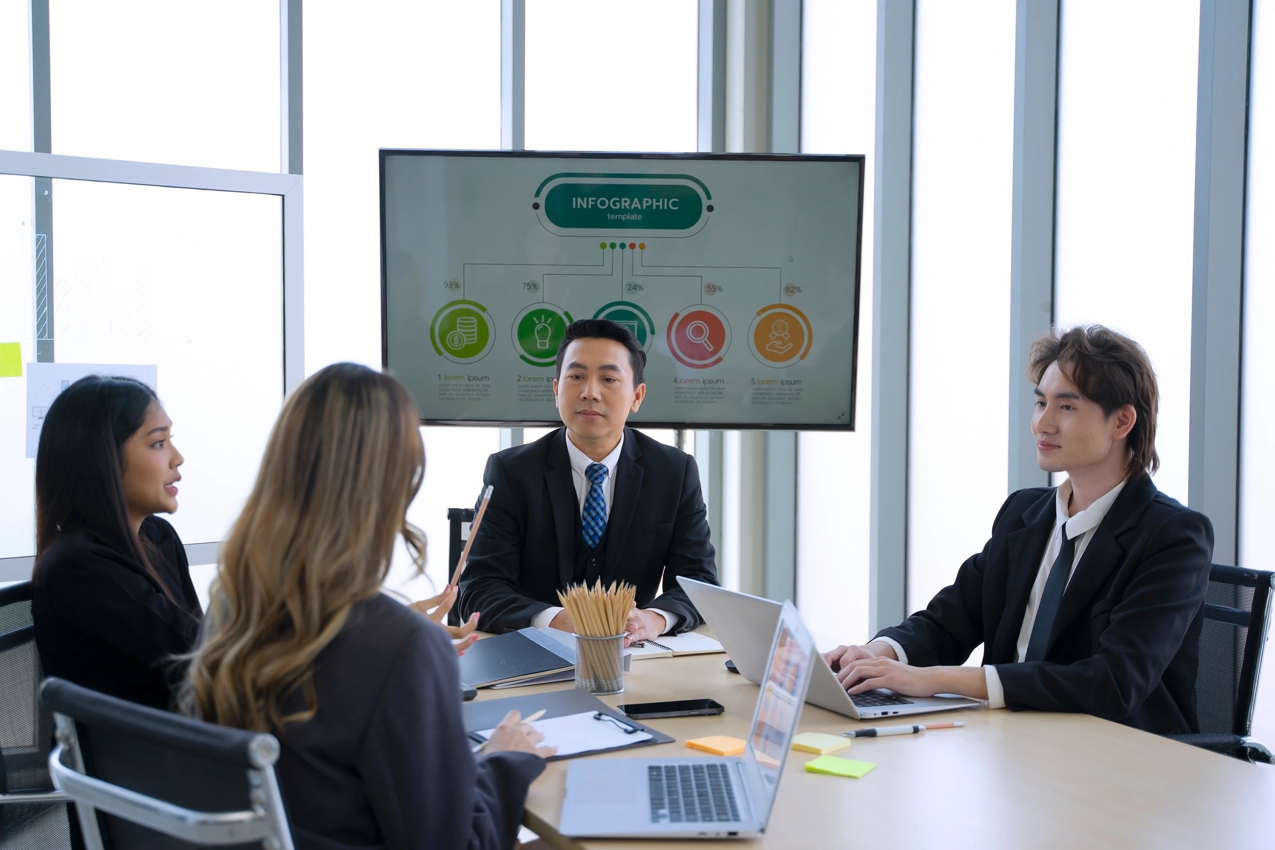 Professionals meeting in an office conference room